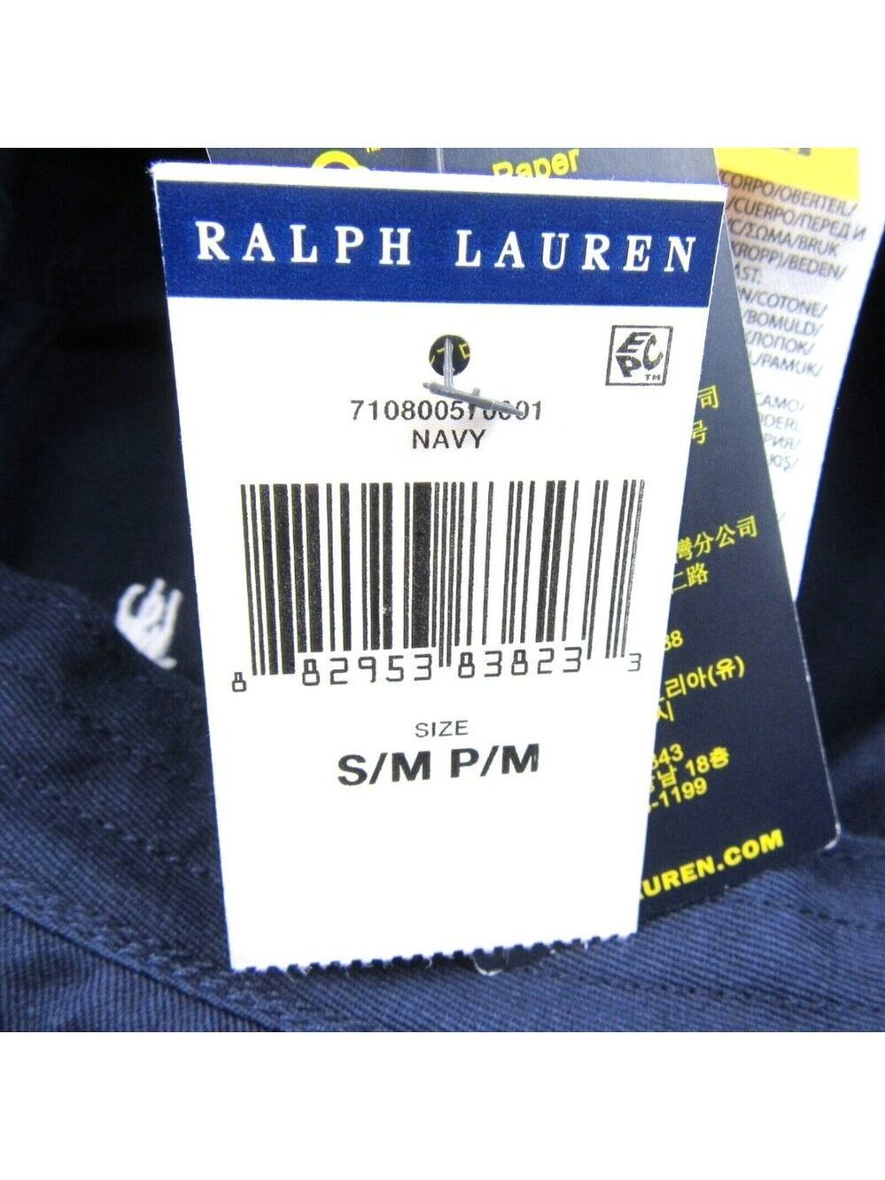 Polo Ralph Lauren Embroidered Pony Bucket Hat Adult Size S/M Navy Blue White NEW - Picture 12 of 12